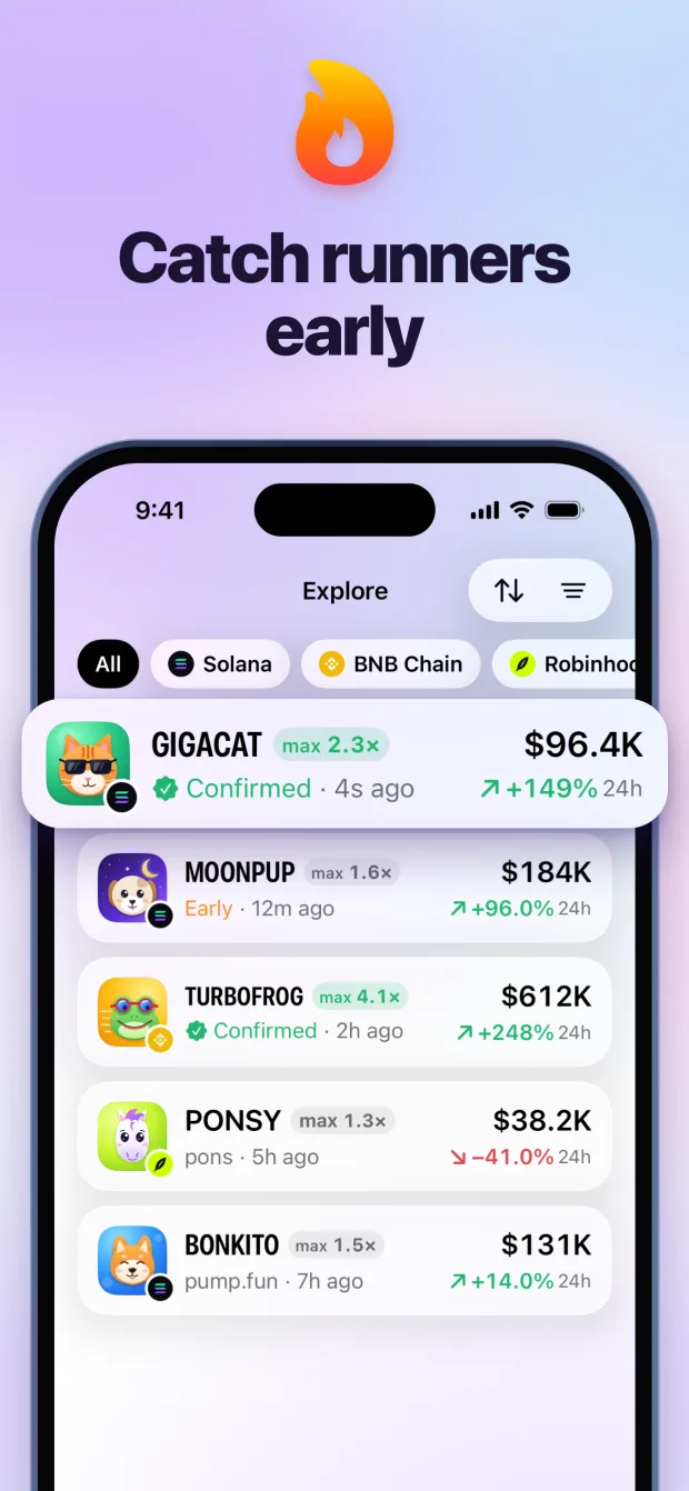 Catch runners early: new tokens on Solana, BNB Chain and Robinhood Chain