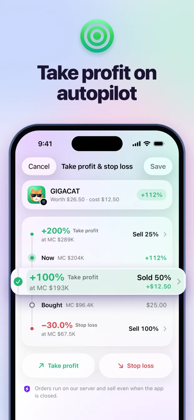 Take profit on autopilot